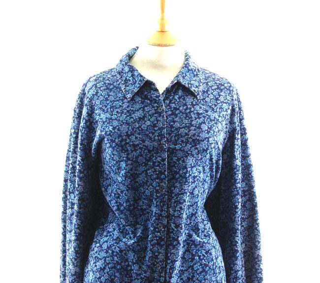 Blue Floral Corduroy Shirt