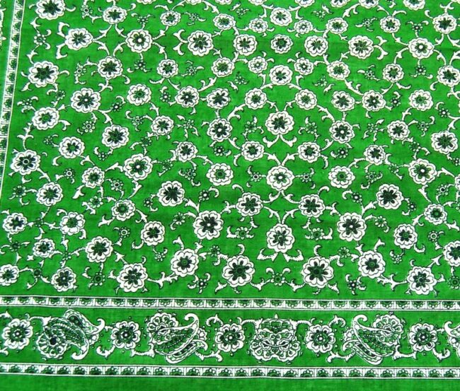 Close up Green Floral Paisley Print Bandana