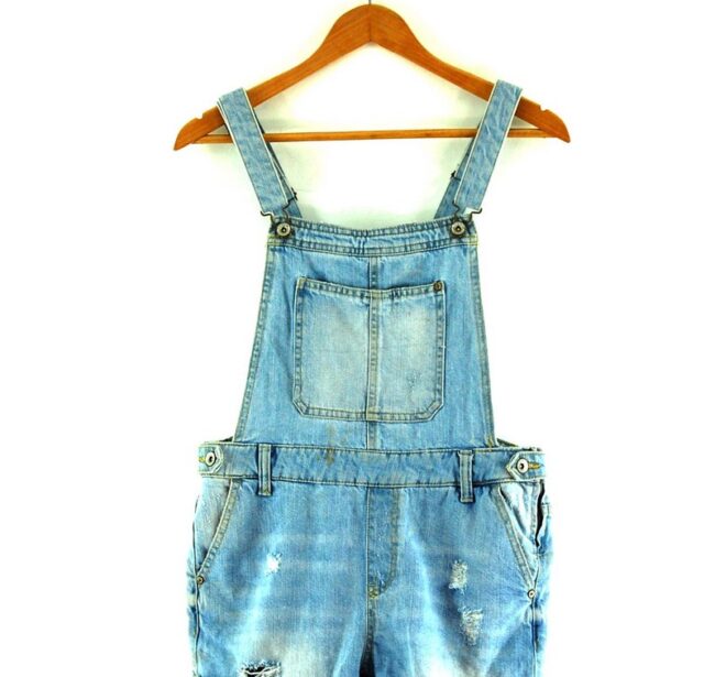 Close up of Denim Dungaree Shorts For Women