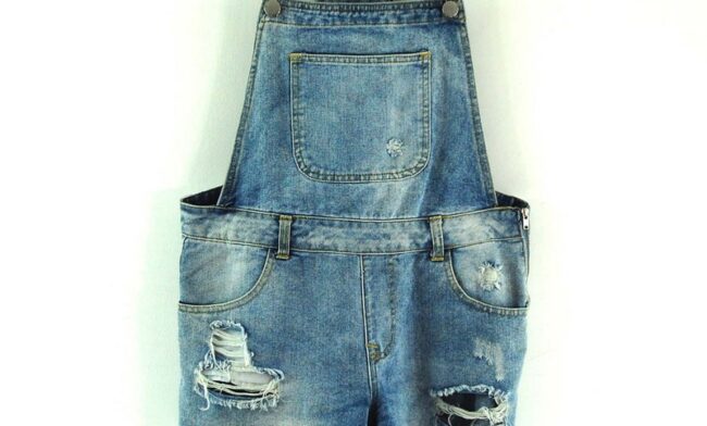 Close up of Denim Dungaree Shorts Womens