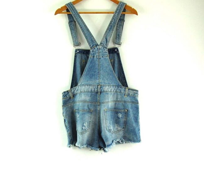 Back of Denim Dungaree Shorts Womens