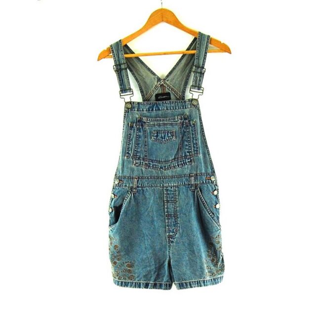 Blue Embroidered Short Dungarees Womens.