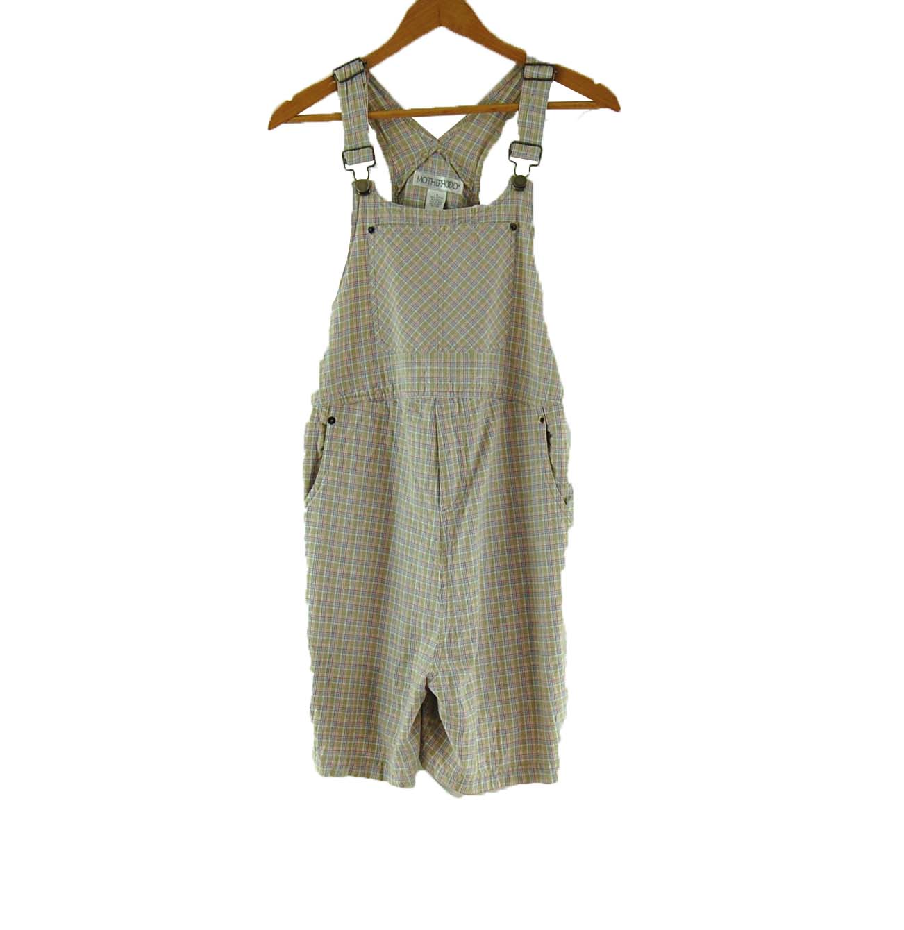 Womens Checked Dungeree Shorts