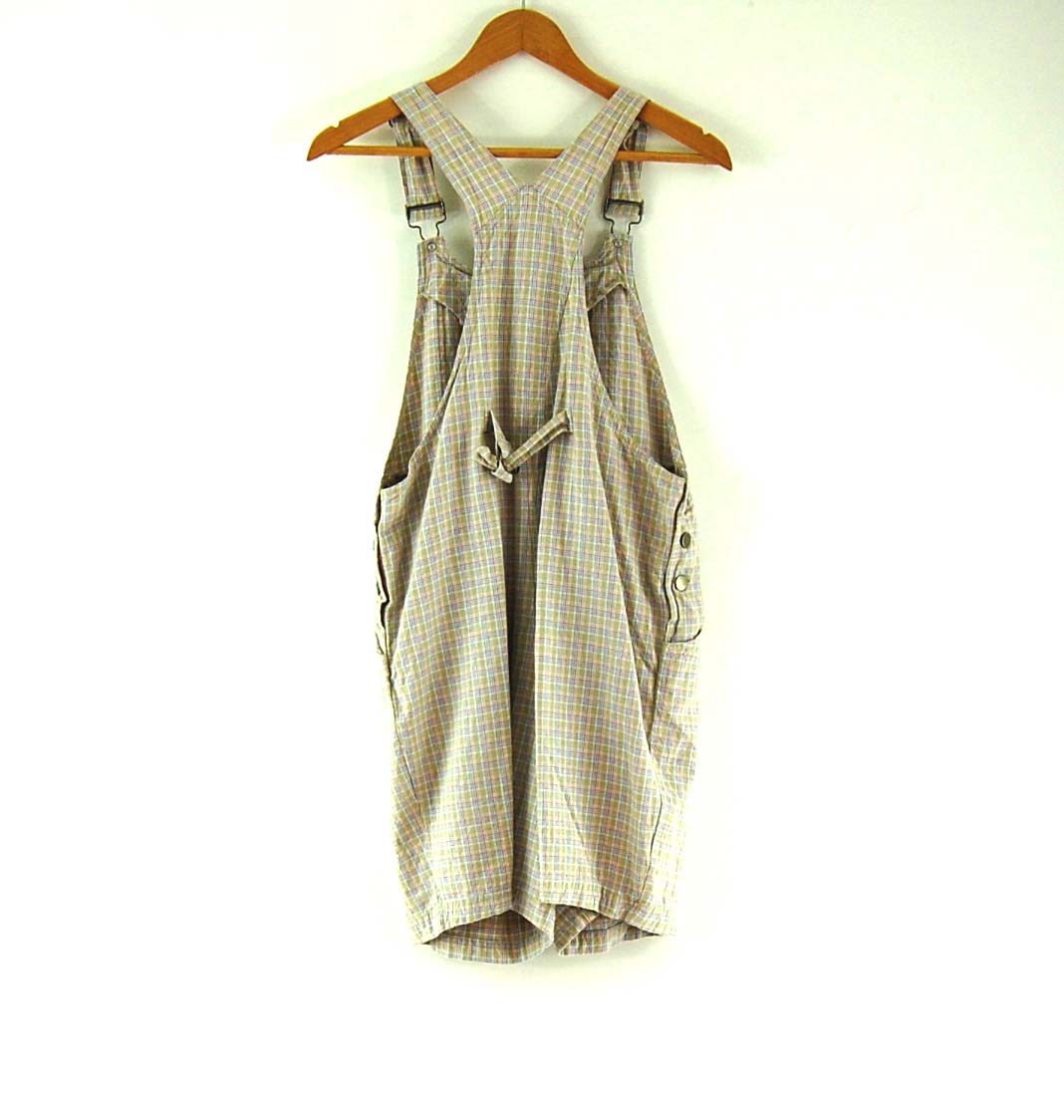 Back of Womens Checked Dungeree Shorts