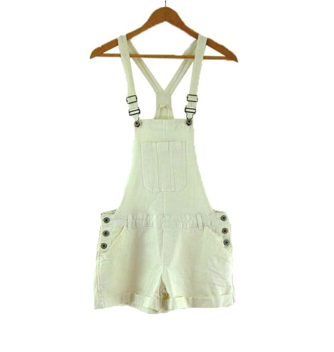 Womens white Cropped Funky Dungarees