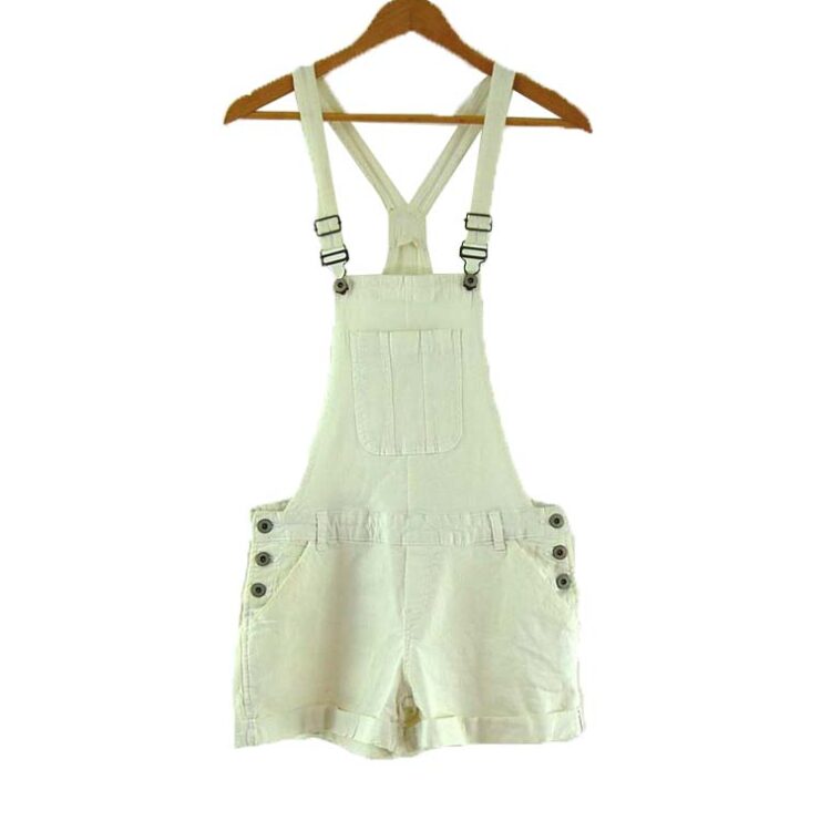 Womens white Cropped Funky Dungarees