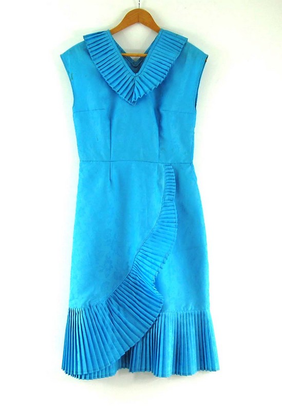 Blue 70s Dress with Pleats