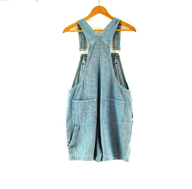 Back of Womens Denim Stripe Dungarees