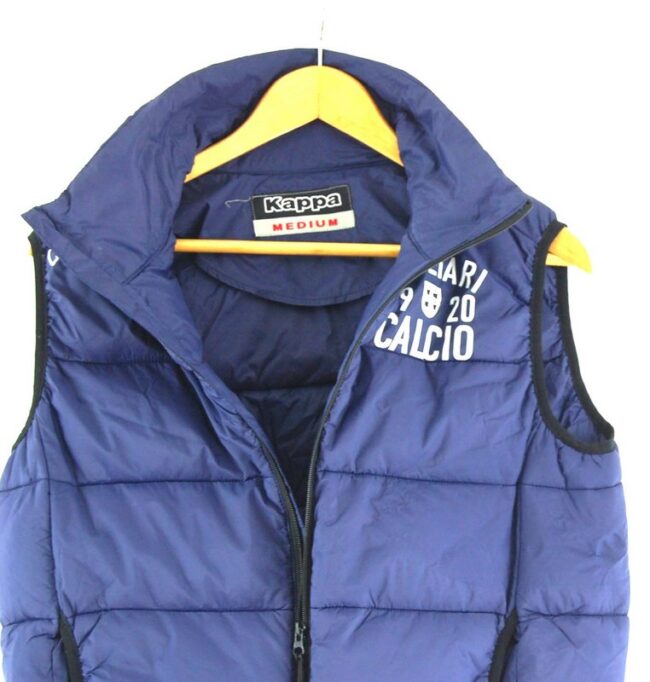 Close up of Dark Blue kappa Puffer Vest