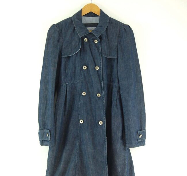 Close up of Ladies Blue Denim Max And Co Coat