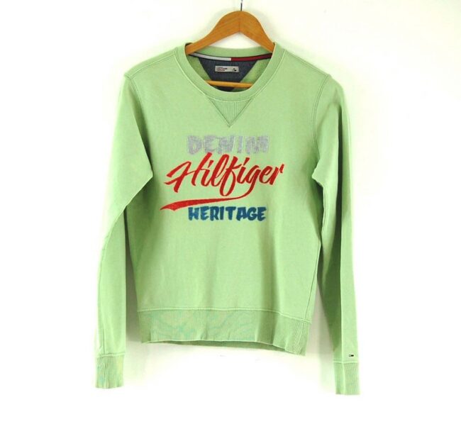 Ladies Green Crew Neck Tommy Hilfiger Denim Sweatshirt