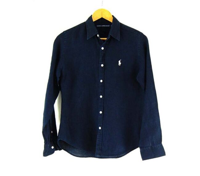 Ladies Linen Navy Blue Ralph Lauren Shirt