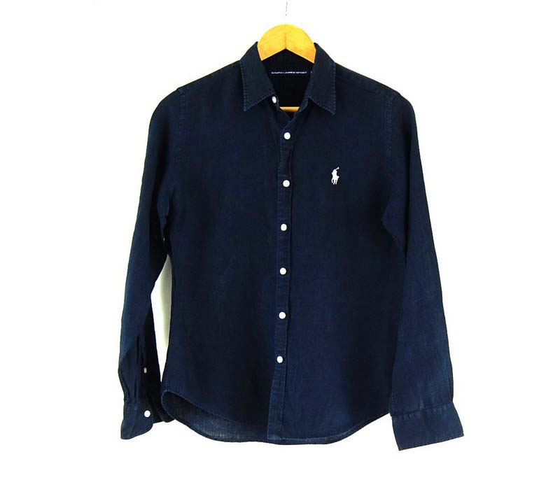 Blue Ralph Lauren Shirt - UK Size 10 Blue 17 Vintage Clothing
