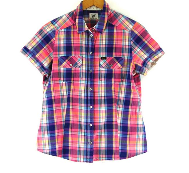 Close up of Ladies Lee Short Sleeve Check Shirt