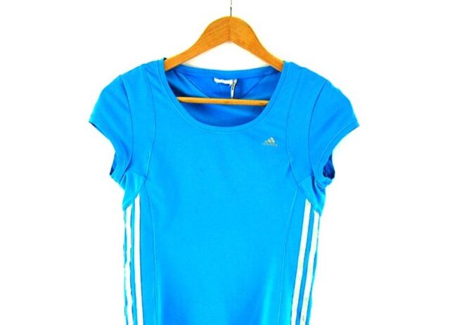 Close up of Ladies Blue Climacool Adidas Top