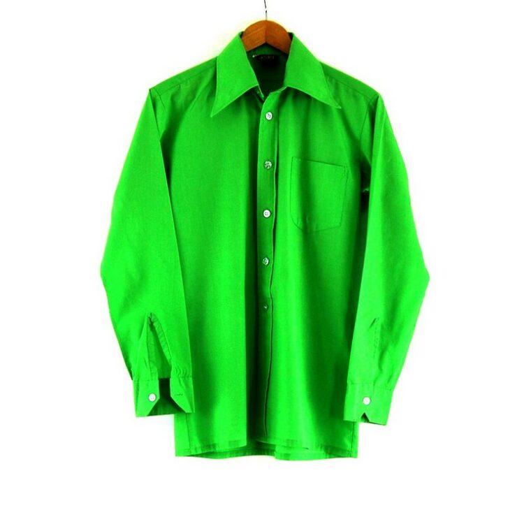 70s Green Shirt With Pointed Collar