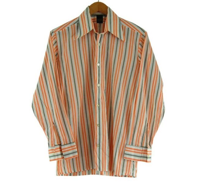 70s Orange and Green Striped Shirt