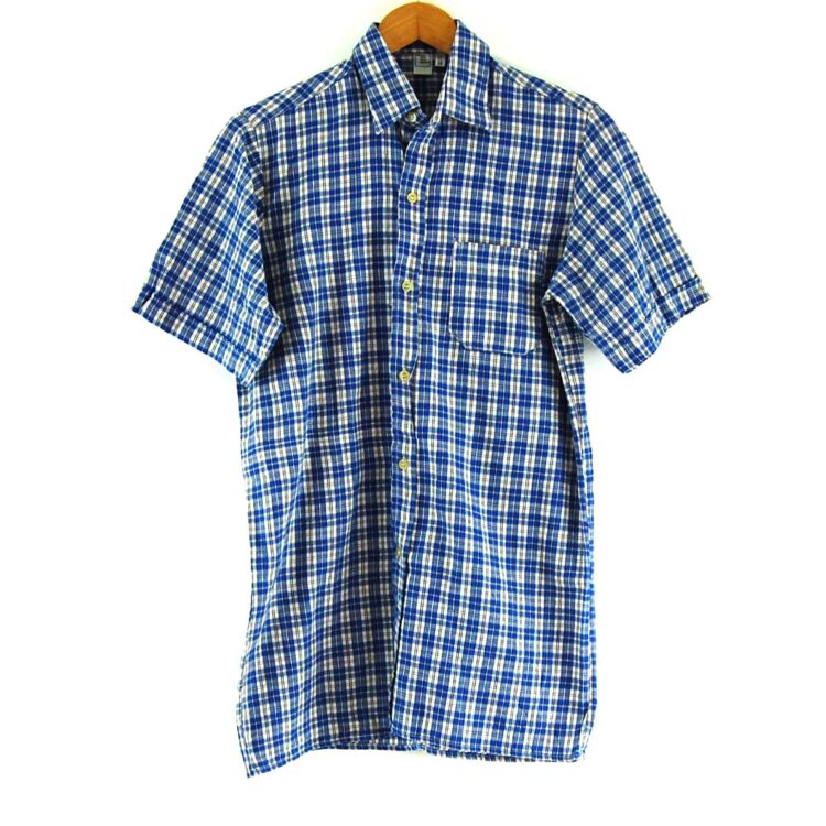 70s Blue Checked Short Sleeved Shirt
