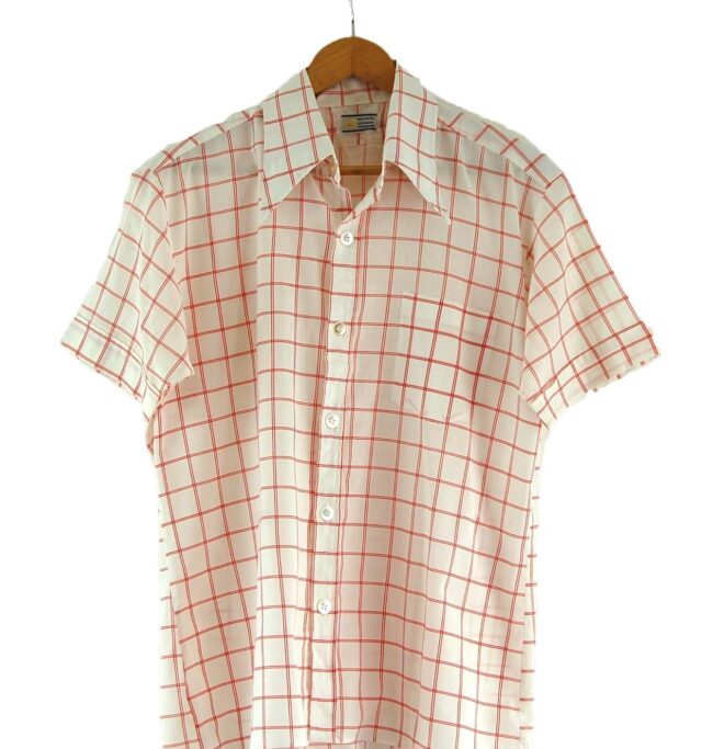 70s Red and White Checked Shirt Close Up