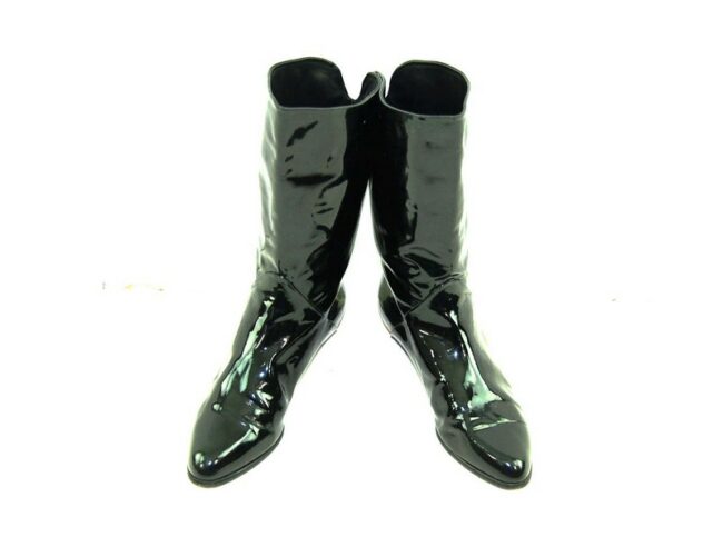 Front of 80's Black Patent Leather Boots