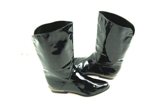 Side of 80's Black Patent Leather Boots