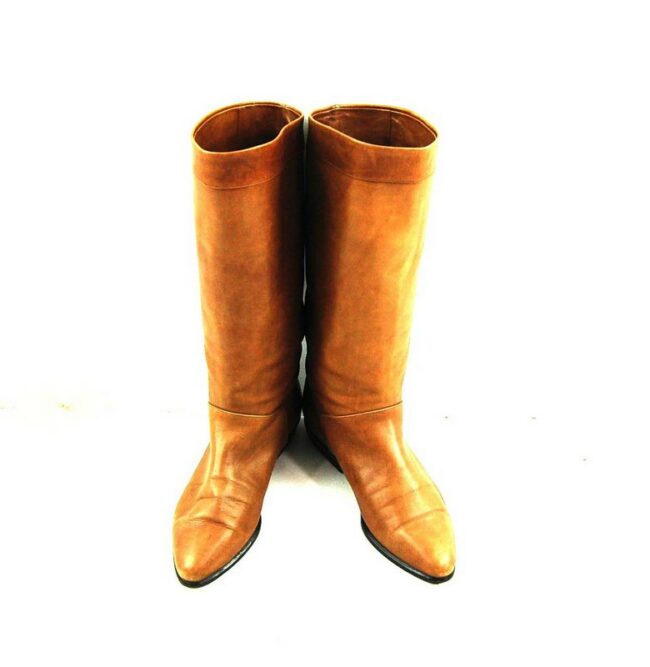 Front of 80s Brown Boots with Stripe