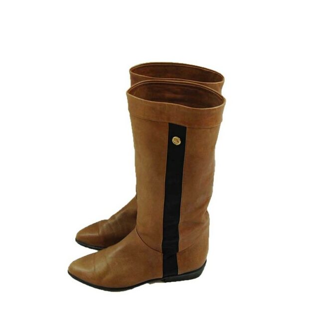 80s Brown Boots with Stripe
