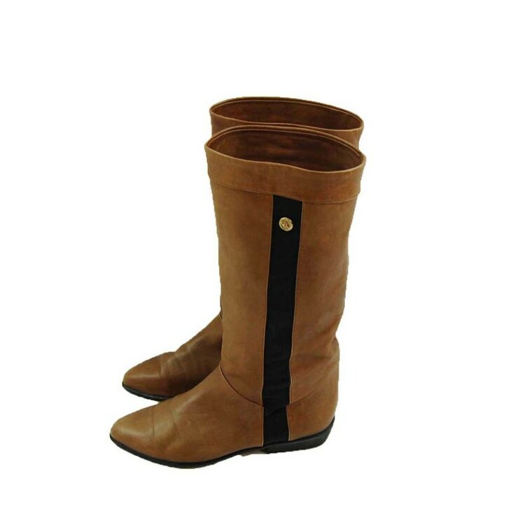 80s Brown Boots with Stripe