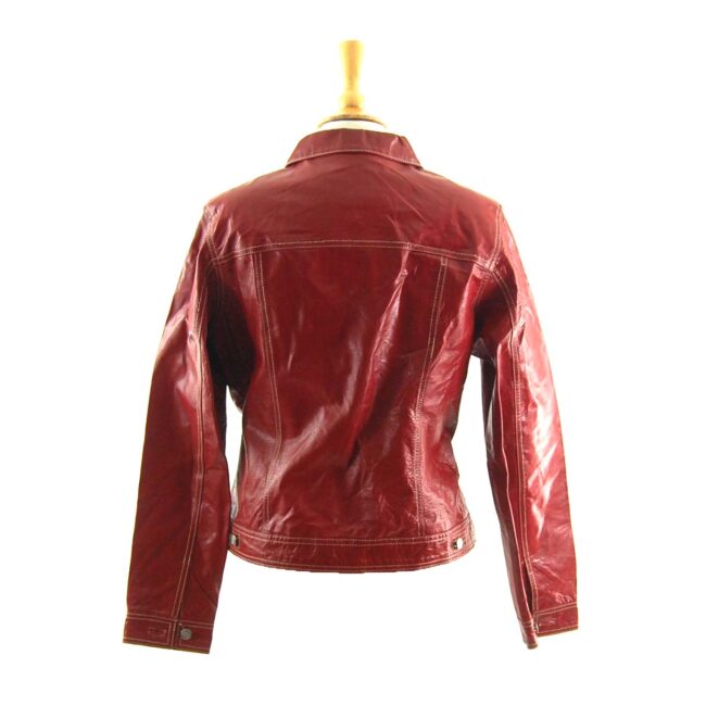 90s Red Leather Jacket Back