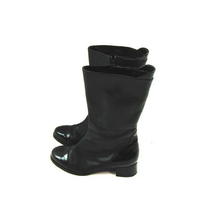 80s Black Patent Toe Boots
