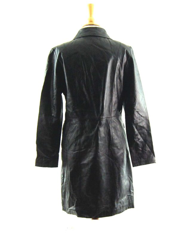 90s Black Leather Coat back