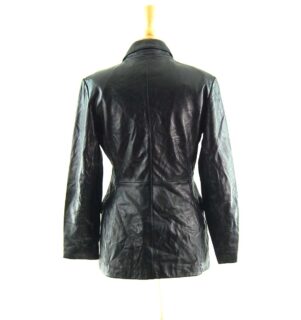 90s Black Leather Jacket - UK 8 - Blue 17 Vintage Clothing