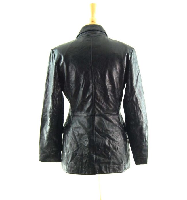 90s Black Leather Jacket back
