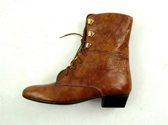 Side of Front of 80s Lace Up Ankle Boots