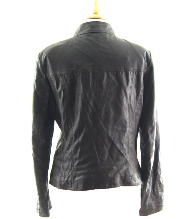 80s Embroidered Black Leather Jacket back