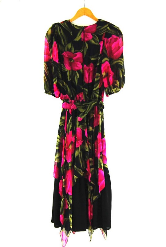 Back of 80s Rose Print Dress