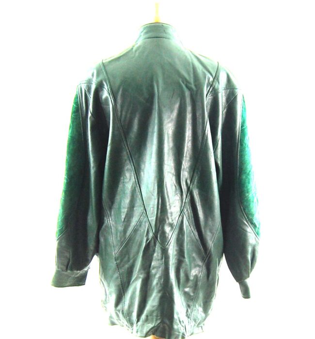 80s Green Suede and Leather Jacket back