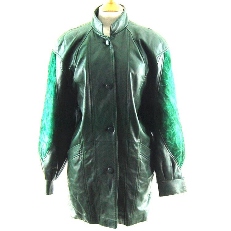 80s Green Suede and Leather Jacket