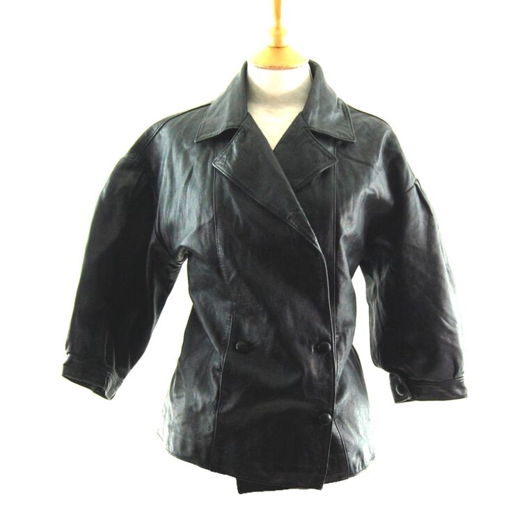 80s Cropped Sleeved Leather Jacket