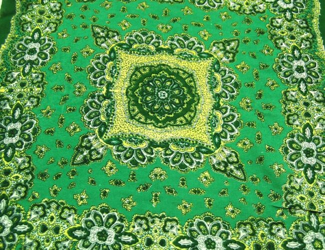 Close up of Green Floral Print Bandana