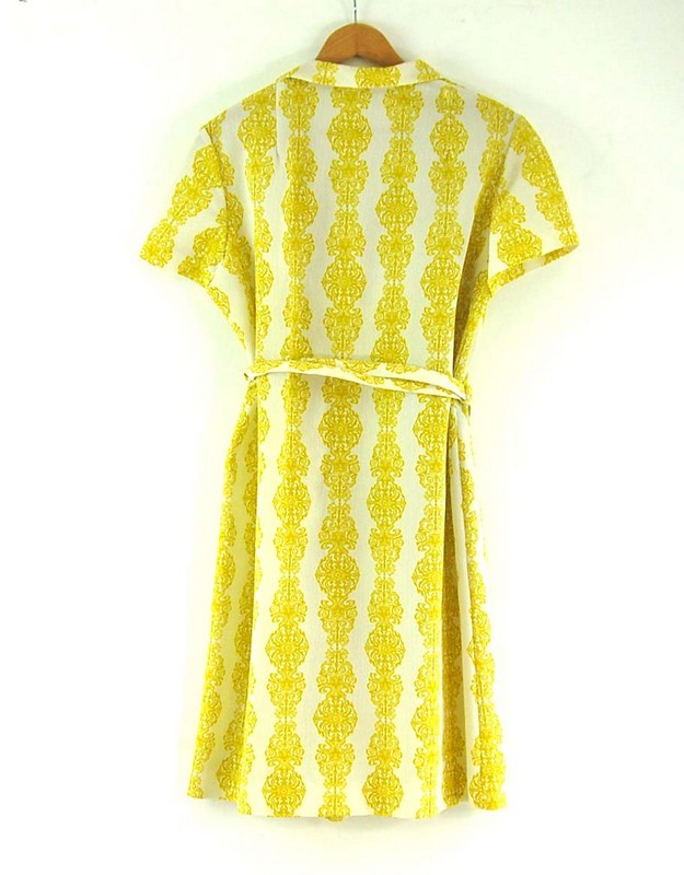 Back of Belted 70s Print Dress