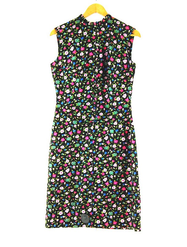 Black Floral Below The Knee vintage 60s dress