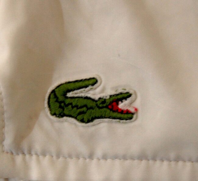 Close up of White Lacoste Shorts