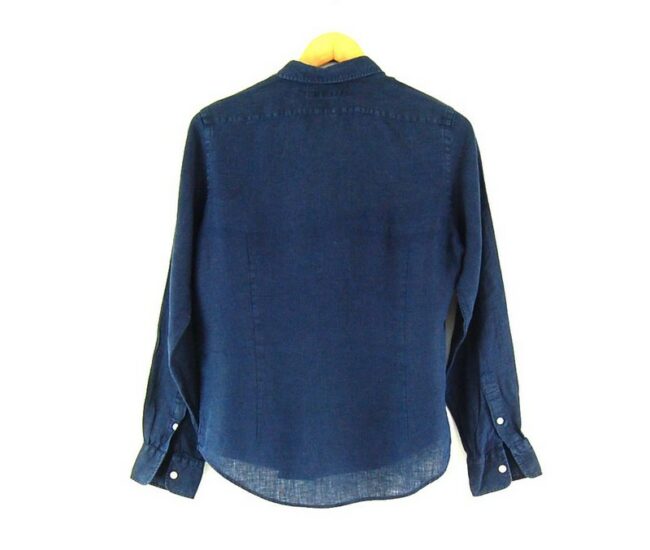 Back of Ladies Linen Navy Blue Ralph Lauren Shirt