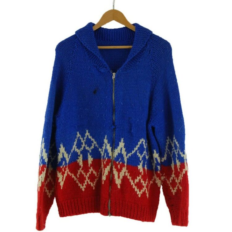 Cowichan Sweater Blue and Red