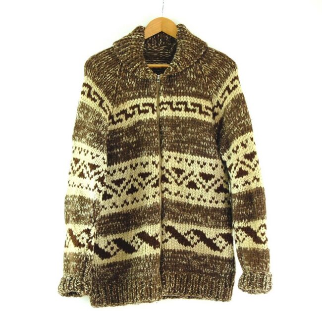 80s Brown and Cream Cowichan Sweater