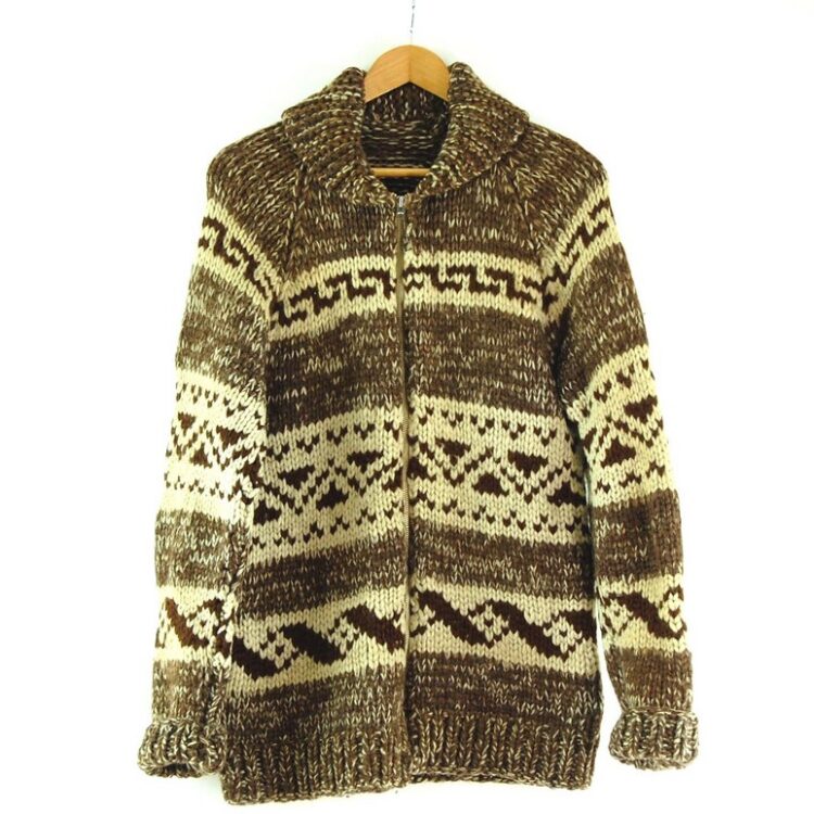 80s Brown and Cream Cowichan Sweater