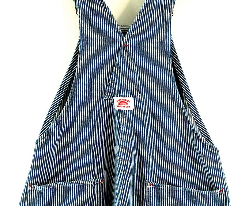 Back of Round House Striped Denim Dungarees