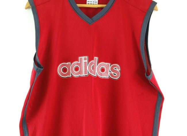 Close up of Red Adidas Mesh Vest
