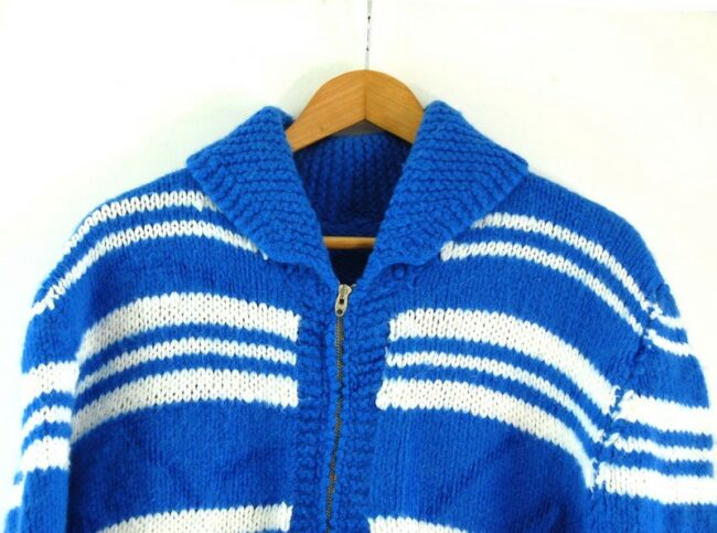 Front close up of 70s Striped Cowichan Sweater